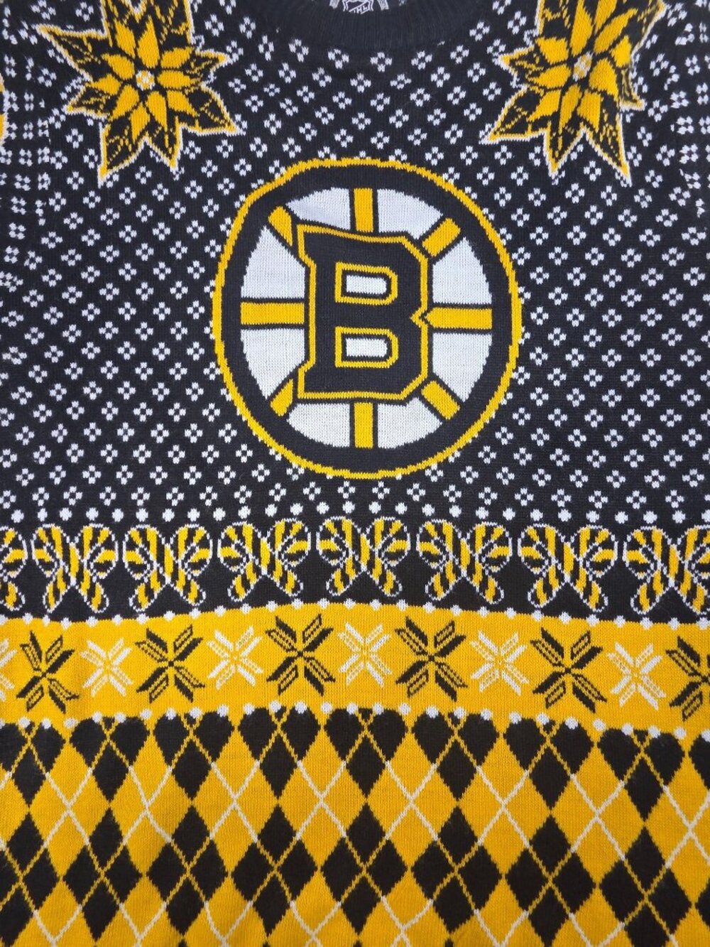 Boston Bruins NHL Black & Gold Christmas Sweater Size Medium